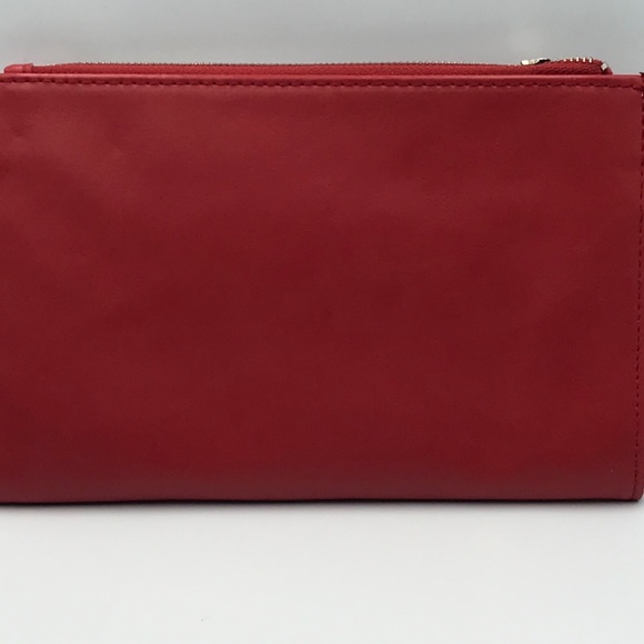 Nine West Red 3 Zippered Compartment Clutch Purse/1 Pull Tab For Zipper Missing - Picture 9 of 9